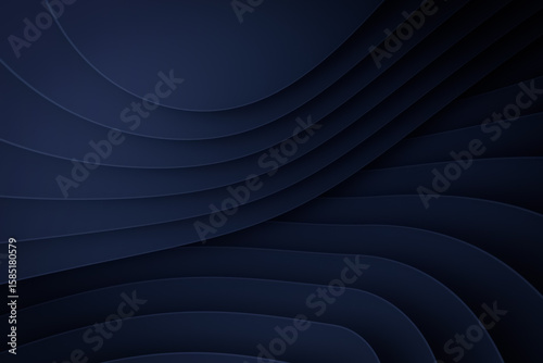 Abstract dark blue geometric background with professional elegant layered paper cut waves and creative soft shadows