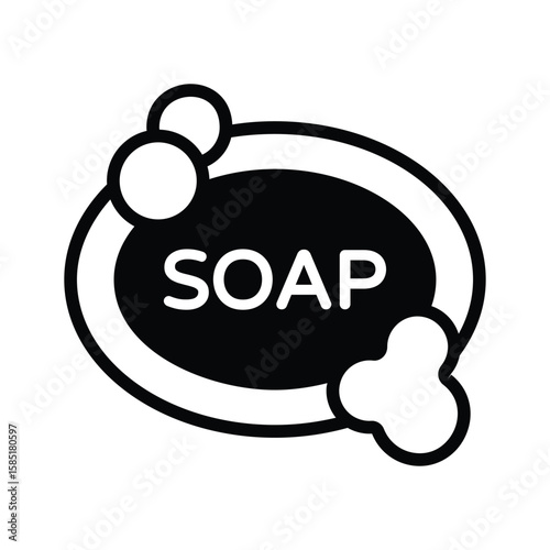 A well crafted glyph icon of bar soap with bubbles