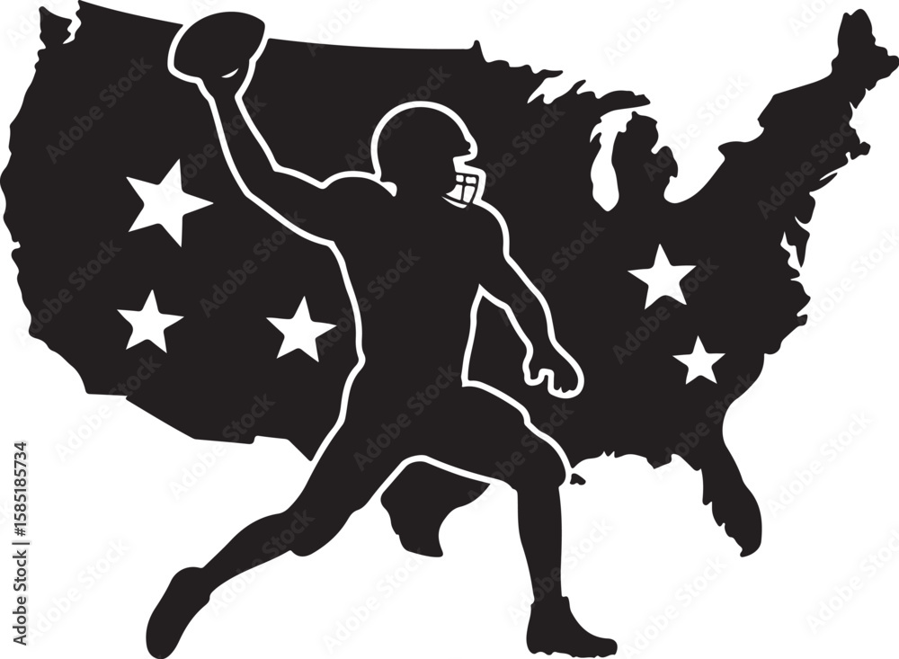 Fototapeta premium USA Quarterback Throw SVG