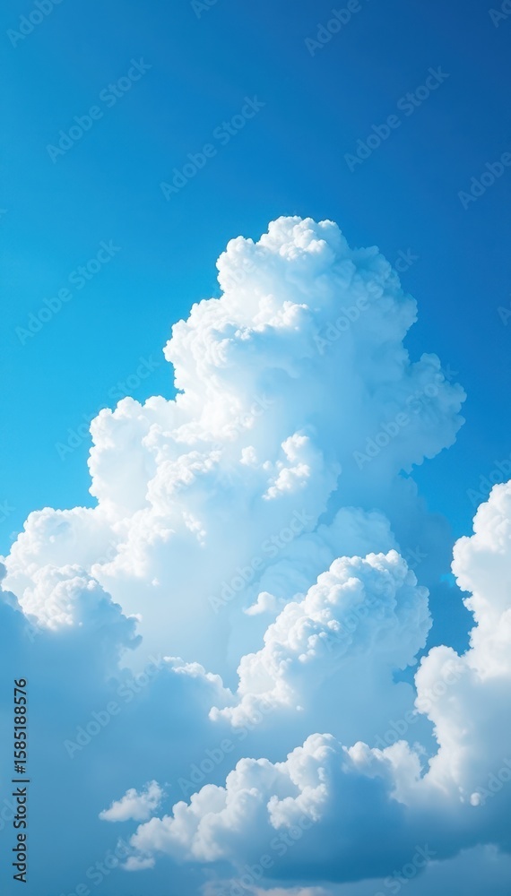 Vast blue sky, billowing white clouds dominate negative space, texture, meteorology, white Vast blue sky, billowing white clouds dominate negative space, texture, meteorology, white