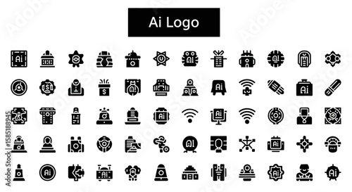 AI Logo Icon: Artificial Intelligence & Machine Learning Solid Black Symbol