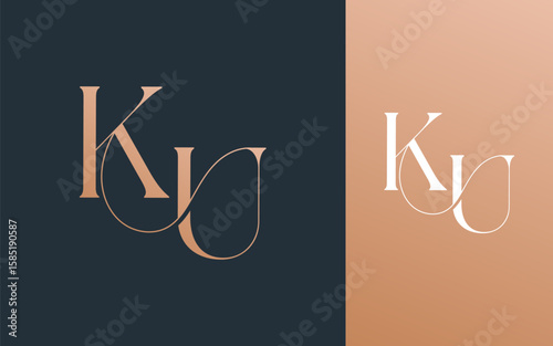 Initial letter KU UK logo design vector illustration for couple, wedding, and business