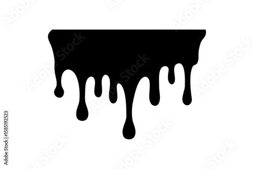 Black dripping paint silhouette vector, paint splashes symbol