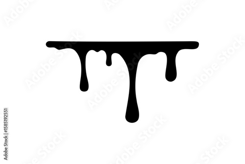 Black dripping paint silhouette vector, paint splashes symbol