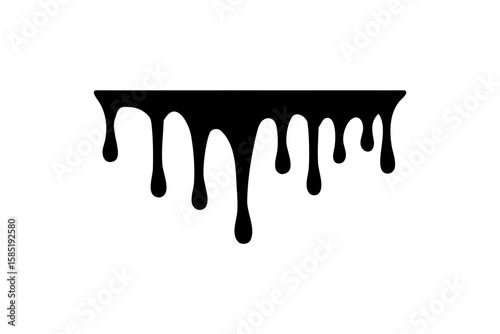 Black dripping paint silhouette vector, paint splashes symbol