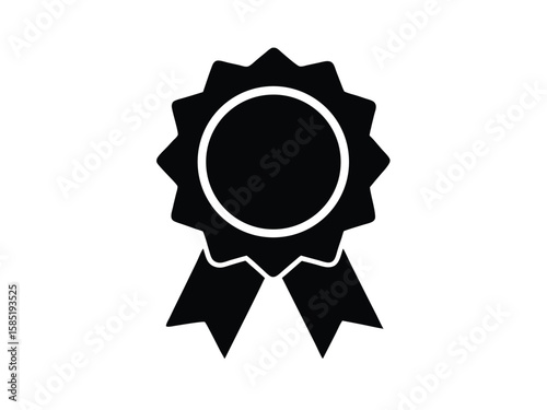 Black and White Award Ribbon Icon for Achievement and Recognition