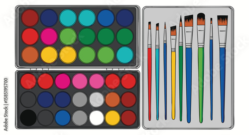 Vibrant Watercolor Paint Palettes and Art Brushes Set Creativity Supplies