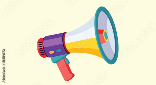 Loud Colorful Megaphone Communication Announcement