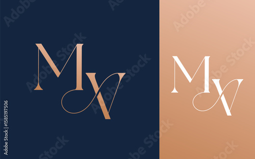 Initial letter MV VM logo design vector illustration for couple, wedding, and business