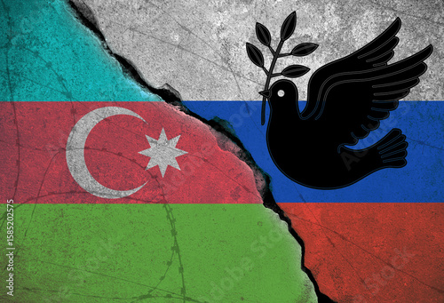 Conceptual image of war between Russia and Azerbaijan
