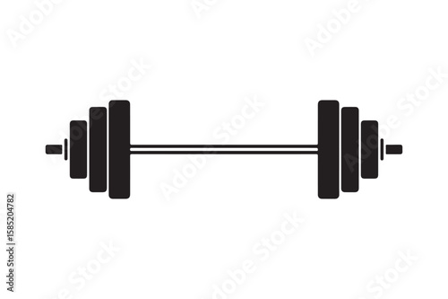 Weightlifting Barbell Strength Training Icon, Fitness Equipment Illustration