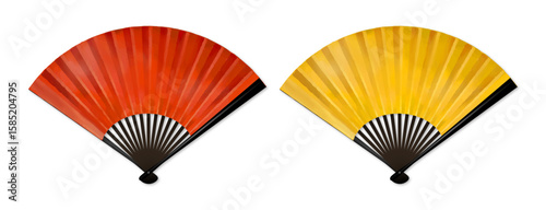 Japanese folding fan_Red and Gold