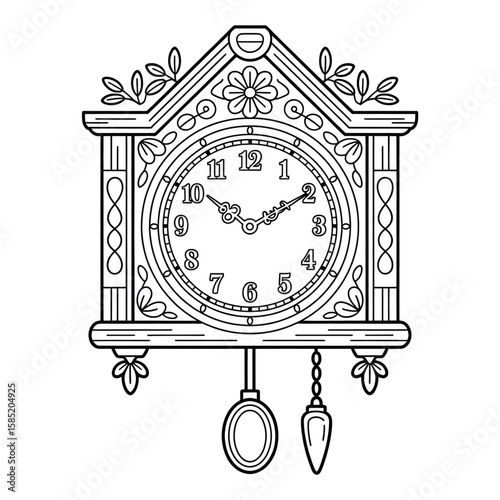Beautiful flower design wall clock coloring page