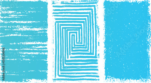 Soft Grunge Brush Texture Set – Abstract Faded Blue and Teal Gradient Backgrounds