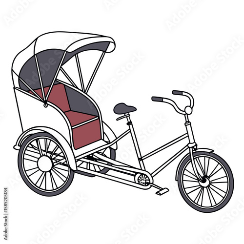Bicycle rickshaw with canopy and passenger seat transport vehicle