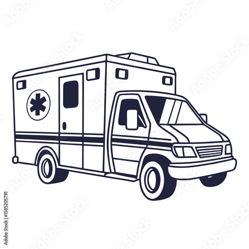 Ambulance vehicle with medical symbol transport emergency