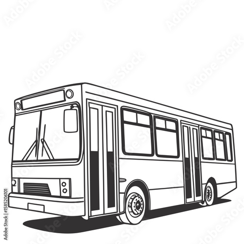 Black and white bus with passenger windows transportation
