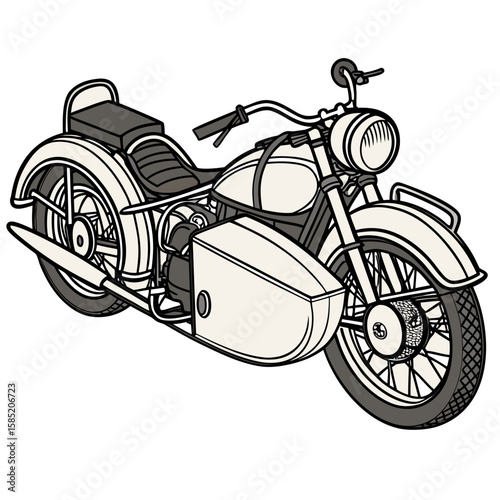 Classic cream motorbike with sidecar vintage