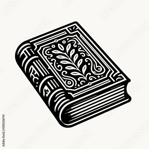 Vintage book with ornate cover design and decorative elements  