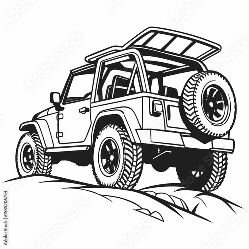 Black convertible S U V with open roof off-road vehicle