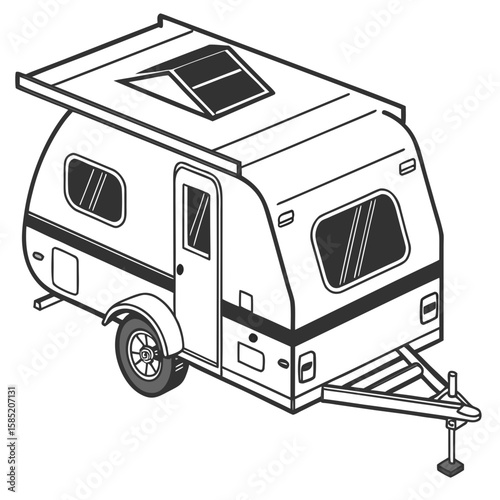 Compact camping trailer with awning and roof vent camper recreational vehicle