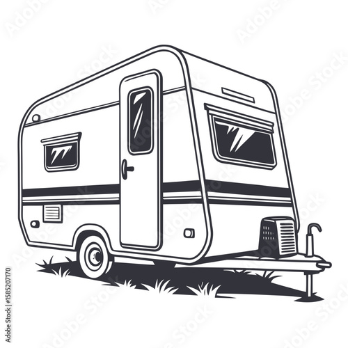 Caravan parked on grass trailer camping