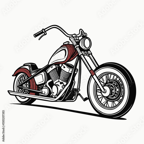 Custom chopper motorcycle with red accents and chrome details vector