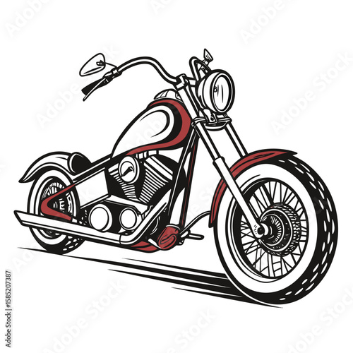 Custom chopper motorcycle with red accents and chrome details custom bike vintage motorcycle