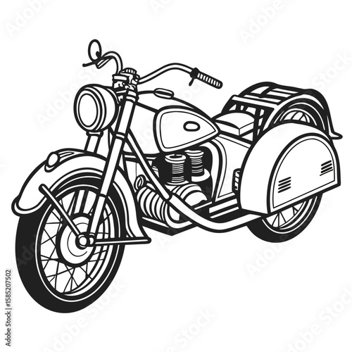 Classic motorbike with sidecar vintage retro