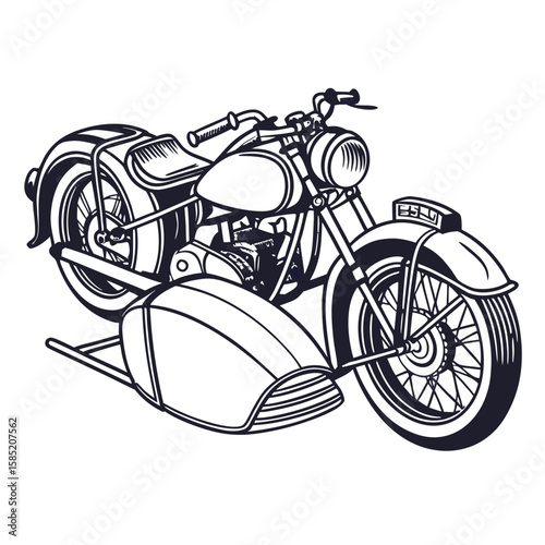 Classic motorcycle with sidecar vintage retro