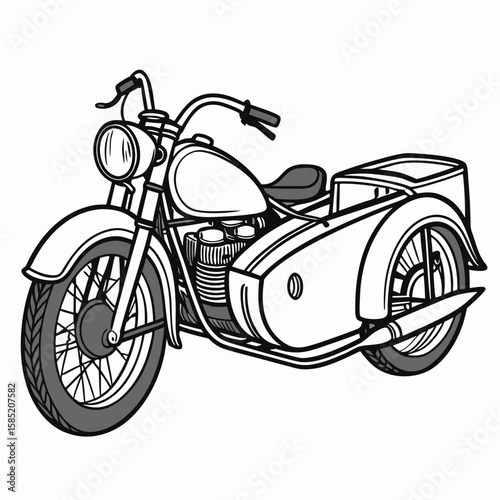 Classic motorcycle with sidecar vintage retro