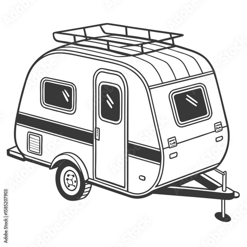 Compact caravan with roof rack and windows trailer