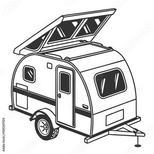 Compact teardrop camping trailer with open roof teardrop trailer