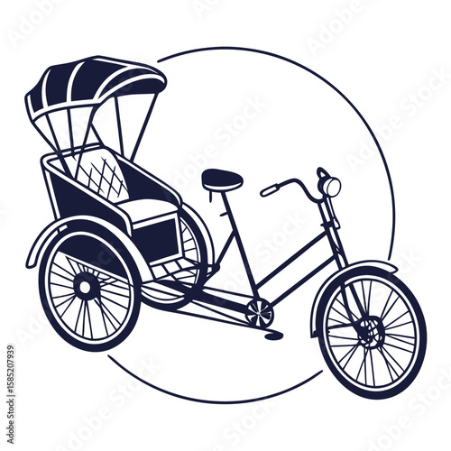 Dark blue rickshaw bicycle transport vehicle