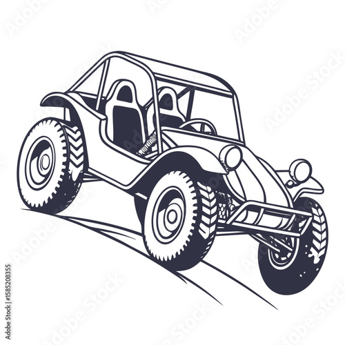 Dune buggy with wide tires and roll cage off road vehicle sand rail