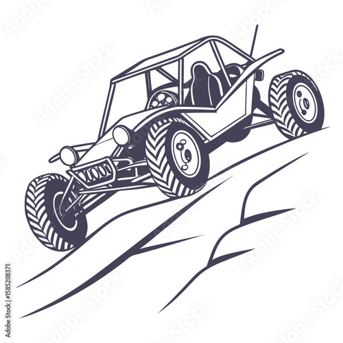 Dune buggy with wide tires on a slope off-road vehicle sand buggy