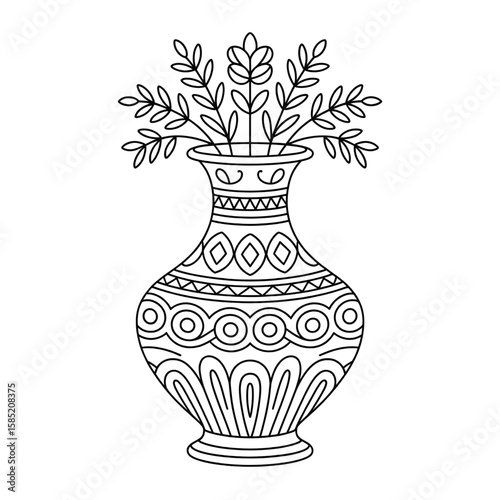 Illustration vector of a vase coloring page