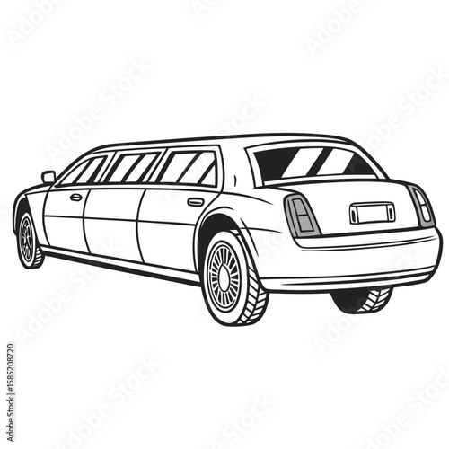 Elegant long black limousine with tinted windows luxury car black and white