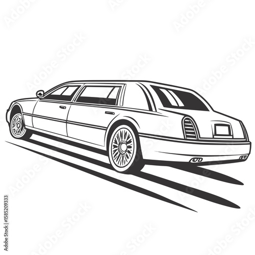 Elegant black limousine driving fast luxury vehicle