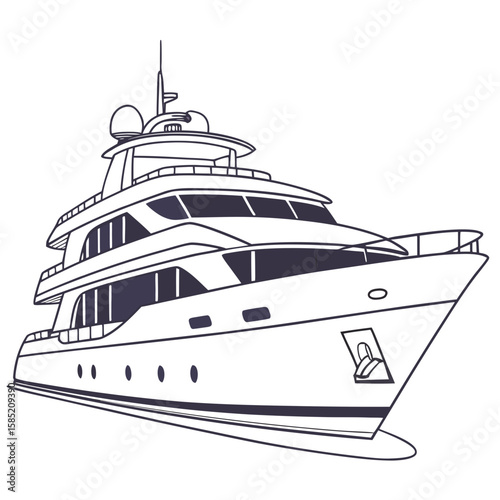 Elegant multi-decked vessel with dark blue accents
