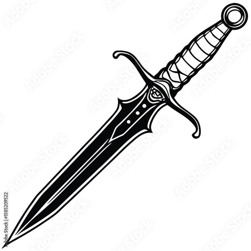 Elegant Ornate Dagger with Intricate Guard and Handle Design