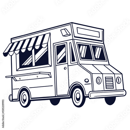 Food truck with awning and windows vehicle transportation