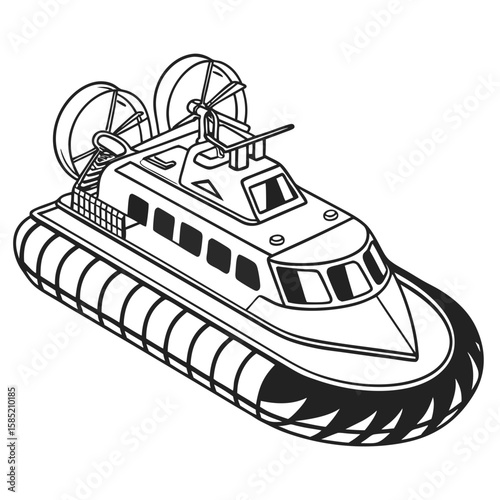 Futuristic hovercraft boat vehicle transportation