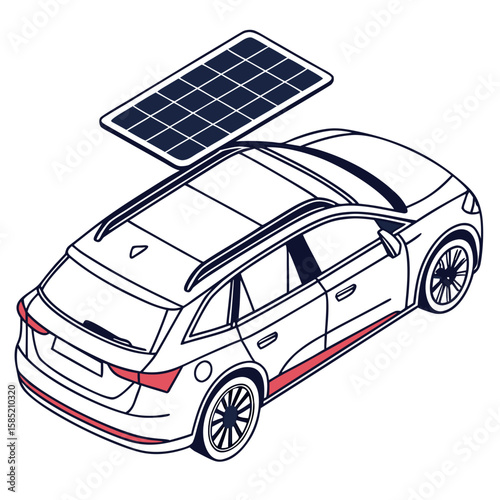 Futuristic solar powered car solar panel electric vehicle