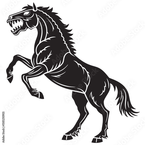 Fierce Rearing Black Stallion Unleashed Power of the Wild Animal Kingdom