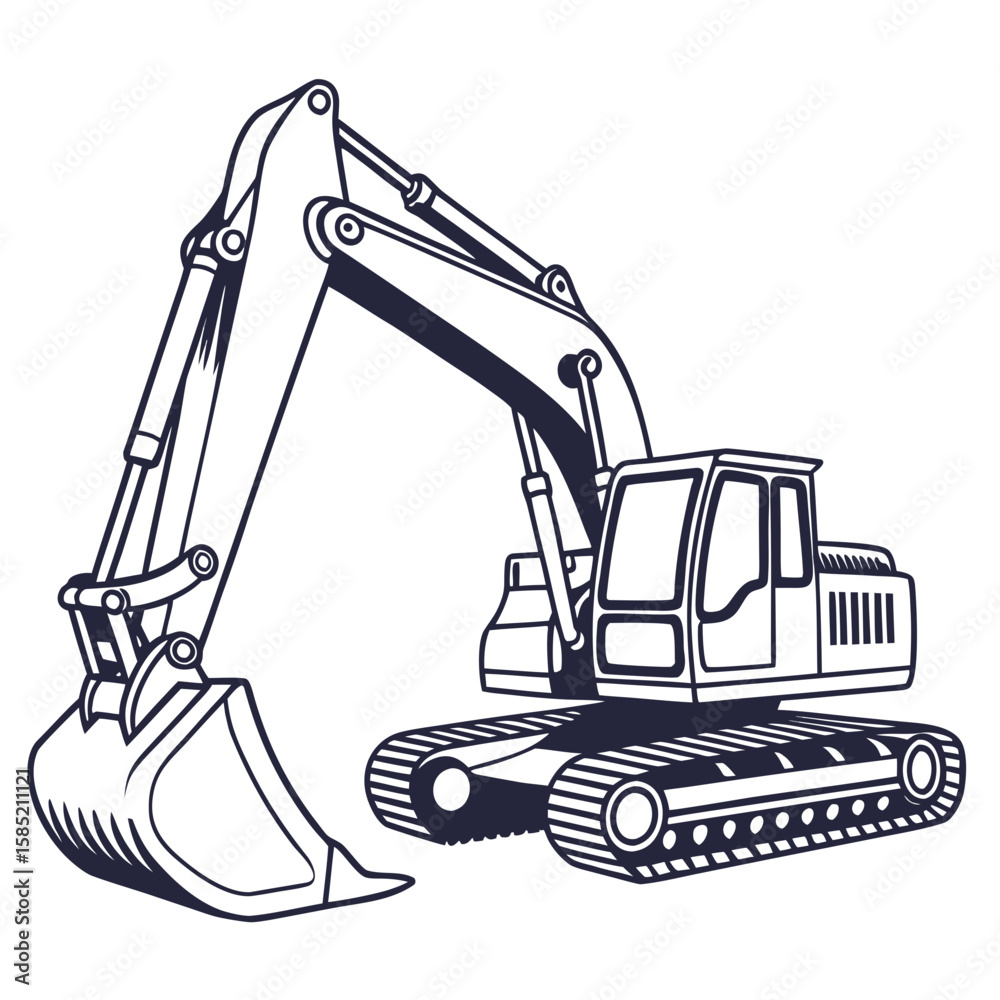 Fototapeta premium Excavator machine digging construction vehicle digger heavy machinery