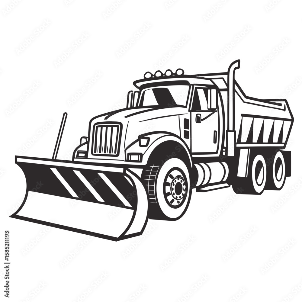 Naklejka premium Heavy duty snow plow truck heavy duty truck winter vehicle