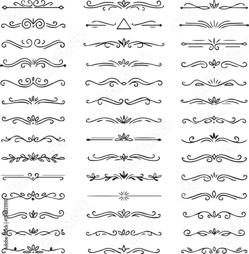Hand-drawn vector divider collection  lines, borders & laurels set