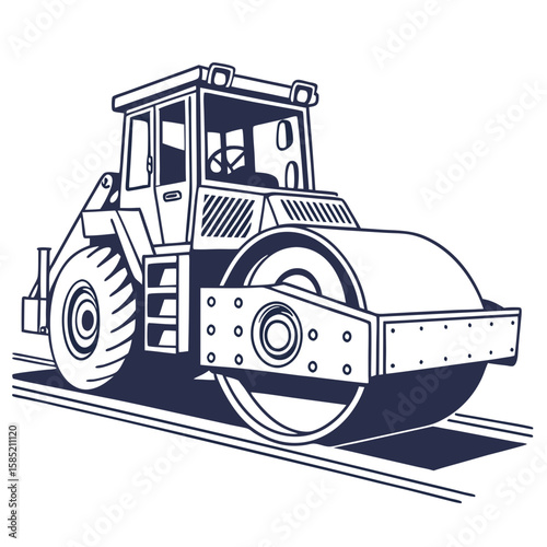 Heavy duty road roller illustration construction vehicle