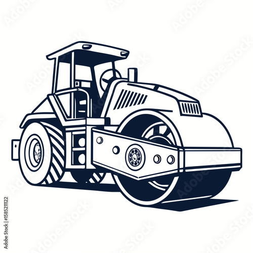 Heavy duty road roller illustration construction vehicle